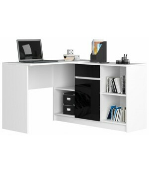 Avord Rohový psací stůl B-17 - sada komoda a stůl - bílý/černý Avord Rohový psací stůl B-17 - sada komoda a stůl - bílý/černý