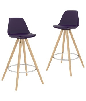 vidaXL Barové stoličky 2 ks šeříkové PP a masivní bukové dřevo vidaXL Barové stoličky 2 ks šeříkové PP a masivní bukové dřevo